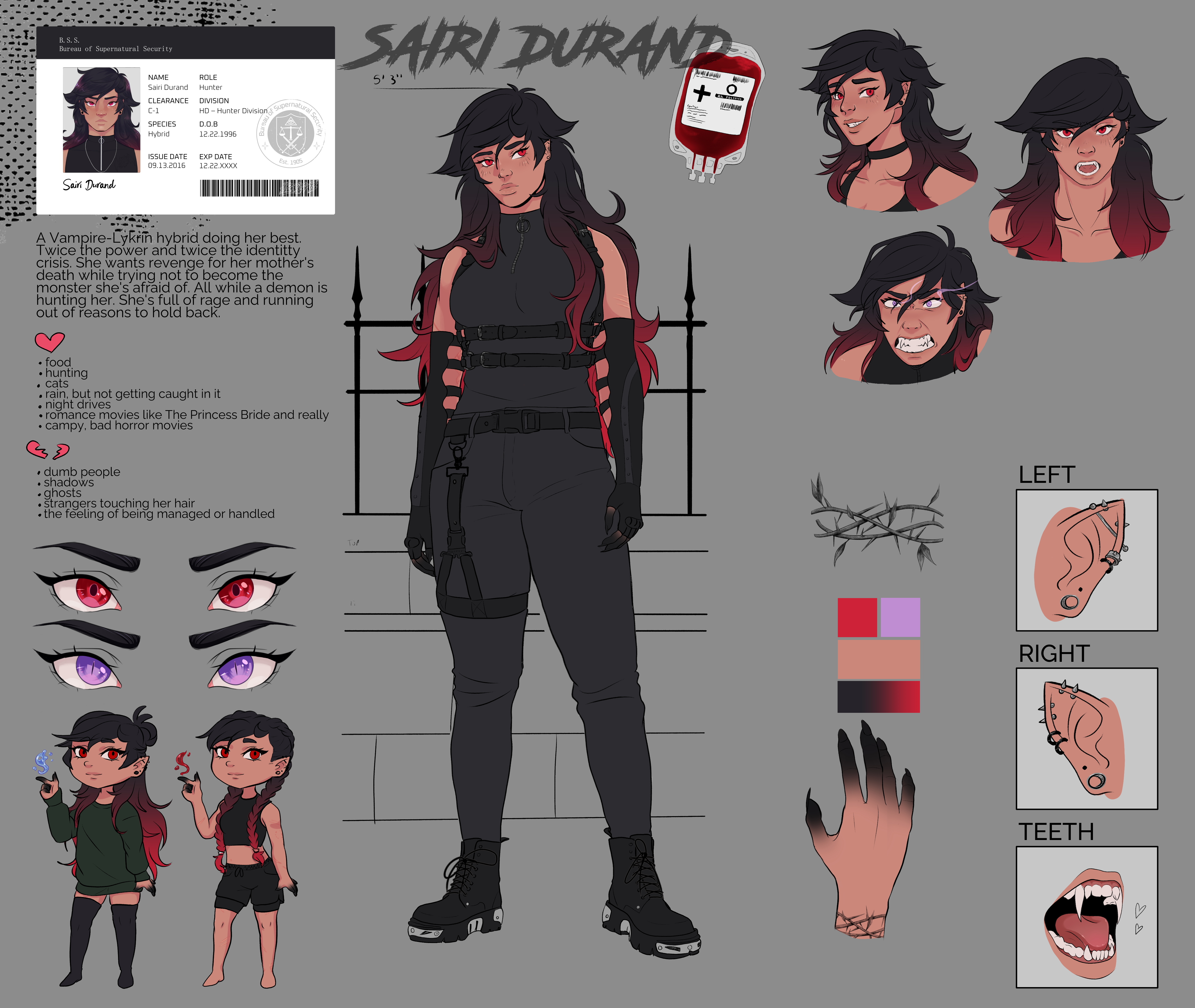 Character reference sheet of Sairi Durand